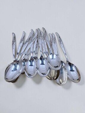 Oneida Rose Song Soup Spoons Set Of 16 Silverplate Vintage Rogers